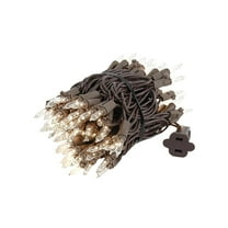 Novelty Lights Clear 100 Light Incandescent Mini Christmas String Lights, Brown Wire, 22 Feet