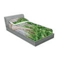 thumbnail image 2 of Ambesonne Rural Fitted Sheet & Pillow Sham Set, Summer Themed Backyard Image, Twin, Pale Brown and Green, 2 of 2