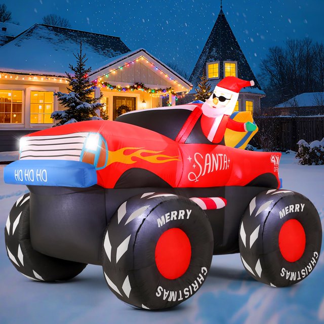 Santa Inflable AMKAIO en Camión Monstruo 2,1 m para Navidad