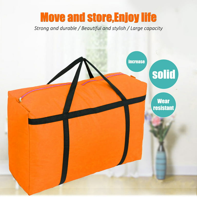Xinlie Heavy Duty Moving Bags ,Extra Large Clothes Storage ,150l Packing Cube Totes for Storage Bag with Zipper ,Clothing Organizer ,Orange, Adult