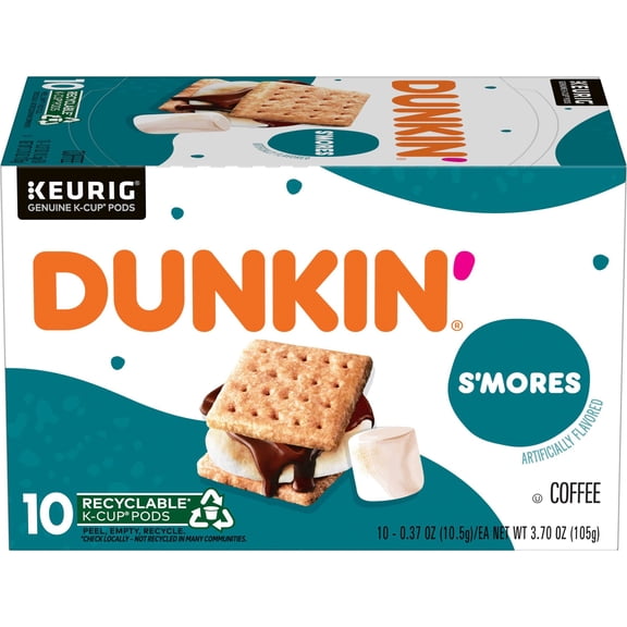 Dunkin’ S’mores Artificially Flavored Coffee, Medium Roast, Keurig K Cup Pods, 10 Count Box