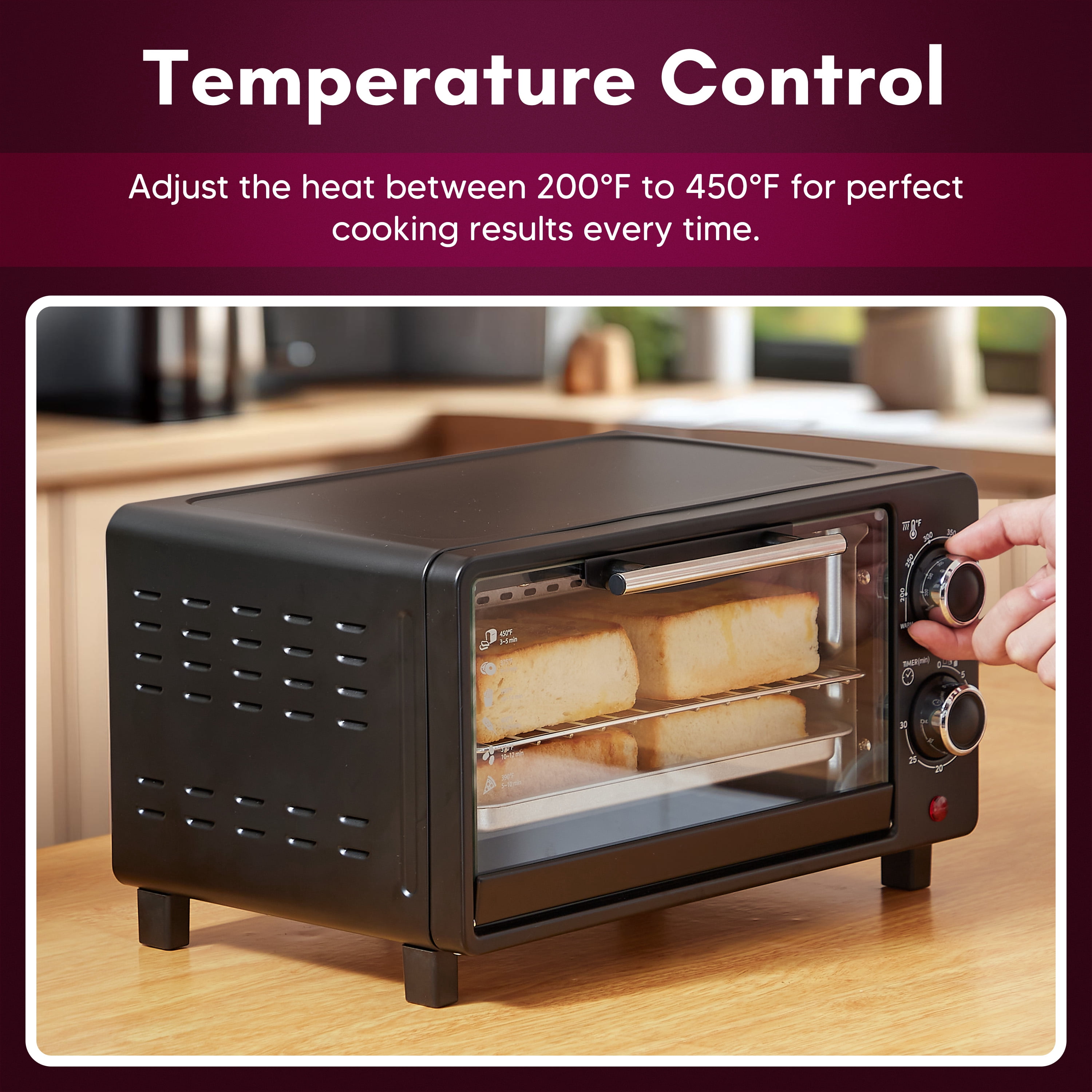 Elite Cuisine ETO059 4-Slice 9.5 Qt Toaster Oven Broiler