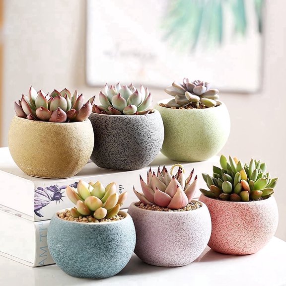 Colorful Magic Ball Shaped Mini Succulent Ceramic Flower Pot 6-Piece Set
