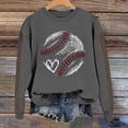 thumbnail image 2 of frariair Baseball Print Women Pullover Crew Neck Casual Top Long Sleeve Loose Fit Fleece Hoodie Streetwear Style Dark Gray S, 2 of 4