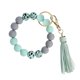 thumbnail image 1 of Llavero pulsera silicona llavero muñequera con borla de cuero llavero pulsera silicona con cuentas para mujeres niñas blanco rosa azul verde, 1 of 2