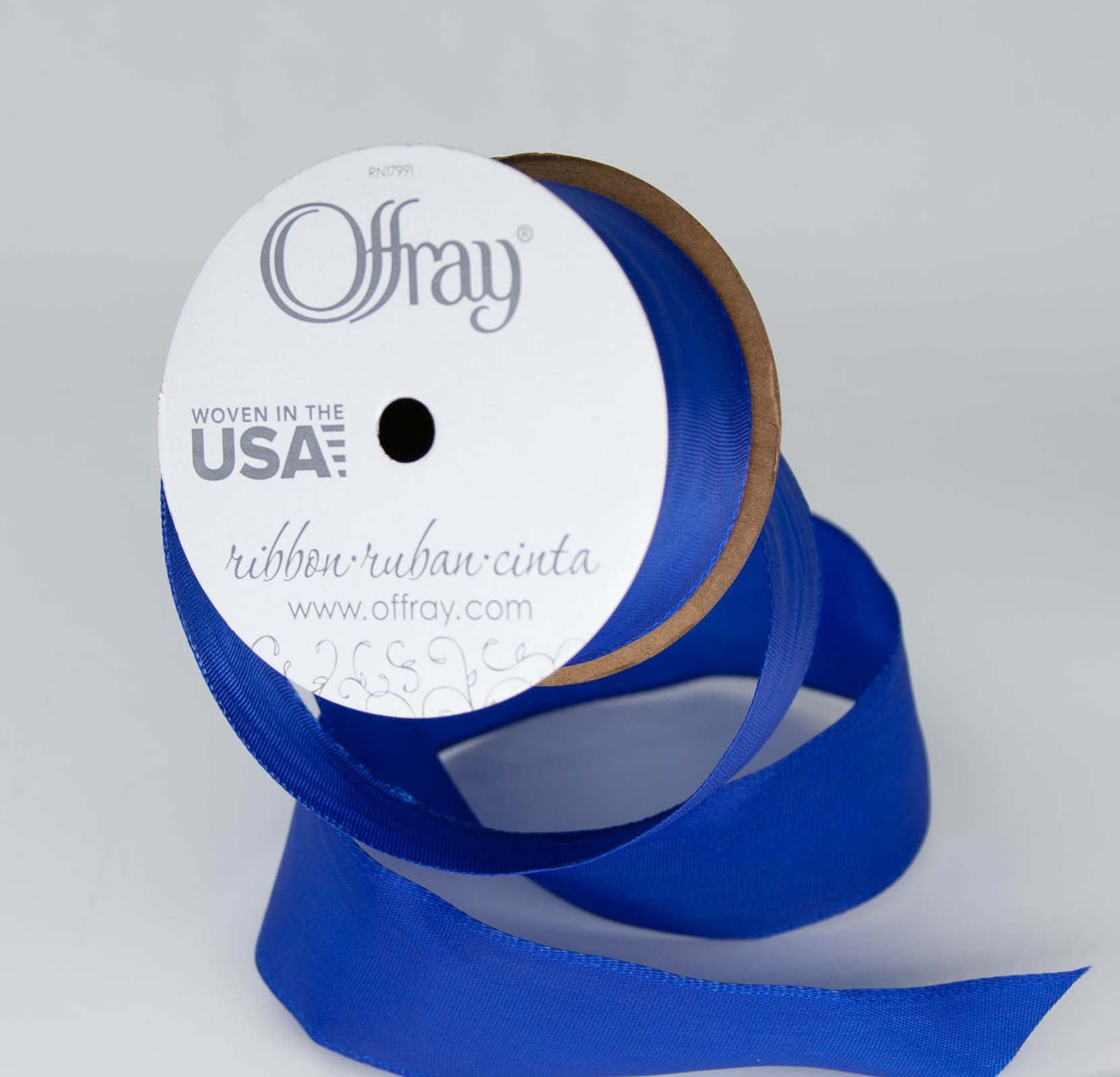 Offray Ribbon, Royal Blue 1 1/2 inch Wired Edge Woven Ribbon for Crafts,  Gifting, and Wedding, 9 feet, 1 Each 