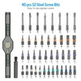 thumbnail image 4 of AMIR 42 in 1 Screwdriver Set Magnetic Ratchet Screwdriver Set with T Handle Multi Bits Screwdriver for Electronics Maintenance Bike Furniture Home Repair, 4 of 12