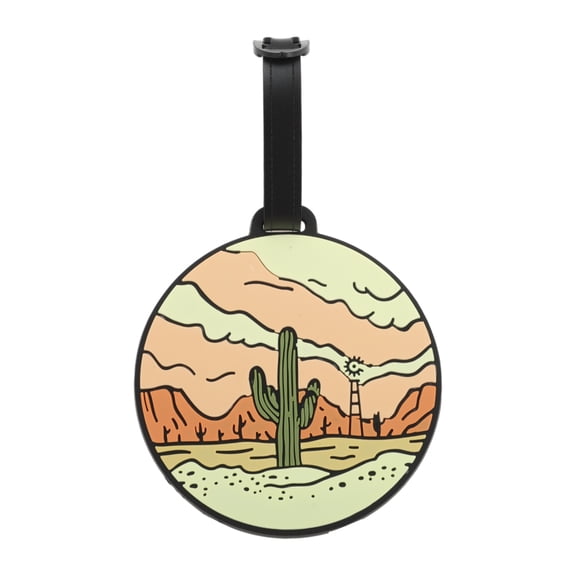 Unique Bargains 1 Pc Desert Cactus Luggage Tag for Travelling Yellow Soft Rubber