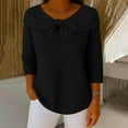 thumbnail image 2 of successthop Plus Size Sweaters for Women Loose Bow Crewneck Tunic Tops Long Sleeve Pullover Knitwear Solid Clothes Black, 2 of 6