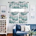 thumbnail image 2 of Teal Ombre Kitchen Curtains Sets for Windows 36 Inch Length, Modern Geometric Moire Abstract Art Rod Pocket Window Treatments Tier Curtains and Valances Set for Bedroom/Bathroom, 2 of 8