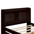 thumbnail image 6 of UHOMEPRO Twin Bed Frame with Pull-Out Trundle and Bookcase Headboard, Storage Bed for Shared Rooms and Small Bedrooms, No Box Spring Needed, Espresso, 6 of 7