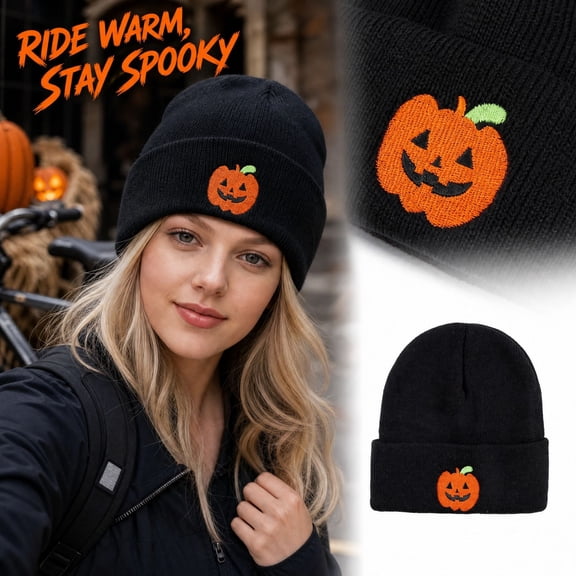 Halloween Cute Hats Winter Knit Hat Pumpkin Pattern Embroidered Cap Cosplay Hat For Men And Women