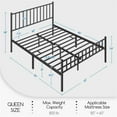 thumbnail image 2 of BOBOKY 14 Inch Queen Size Bed Frame Metal Platform Bed with Spindle Headboard Footboard/Mattress Foundation/No Box Spring Needed/Underbed Storage Space/Steel Slat Support/Easy Set up, Black, 2 of 9