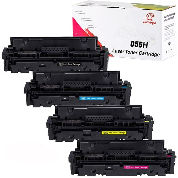 UniVirgin Compatible (with Chip) Toner Cartridge Replacement for 055 CRG 055H Toner Cartridges for use in Color Image Class MF740 Series and LBP664Cdw Ink Toner High Yield (BCMY,4-Pack)