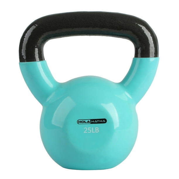 HolaHatha 25 Pound Solid Cast Iron Workout Kettlebell for Strength Training