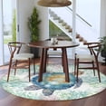 thumbnail image 3 of Round Rugs 5 Ft, Sea Turtle Coastal Non Slip Area Rugs for Kitchen Bedroom Entryway, Blue Green Washable Carpet Runner Rug Floor Mats for Bedroom Home Decor Summer Beach Coral, 3 of 9
