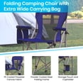 thumbnail image 4 of BizChair High Back Folding Heavy Duty Portable Camping Chair with Padded Arms, Cup Holder, Storage Pouch and Extra Wide Carry Bag, Blue/Gray, 4 of 14