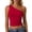 Red, variant on Women's One Shoulder Tank Tops Double Lined Sleeveless Slim Fit Cropped Tee Shirt Y2k Tops Off Shoulder Slim Fit Crop Top Beach Vacation Outfits Womens Tops Army Green L