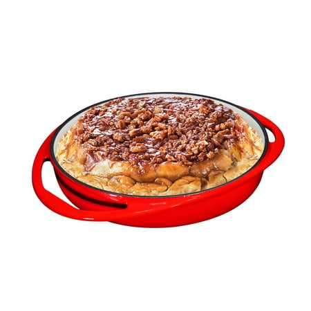 Enamel Cast Iron Oval Dish - Double Handled Enameled Red Cast Iron Round Tarte Tatin Dish Pan