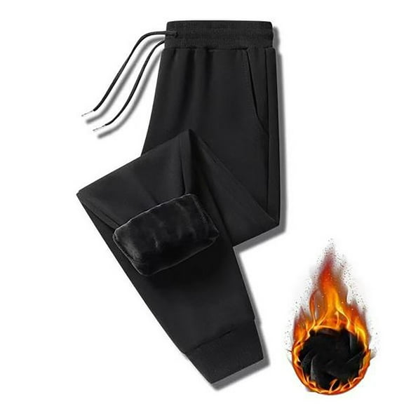 Mens Winter Fleece Sweatpants Open Bottom Warm Sherpa Lined Insulated Thermal Track Pants Athletic Active Joggers