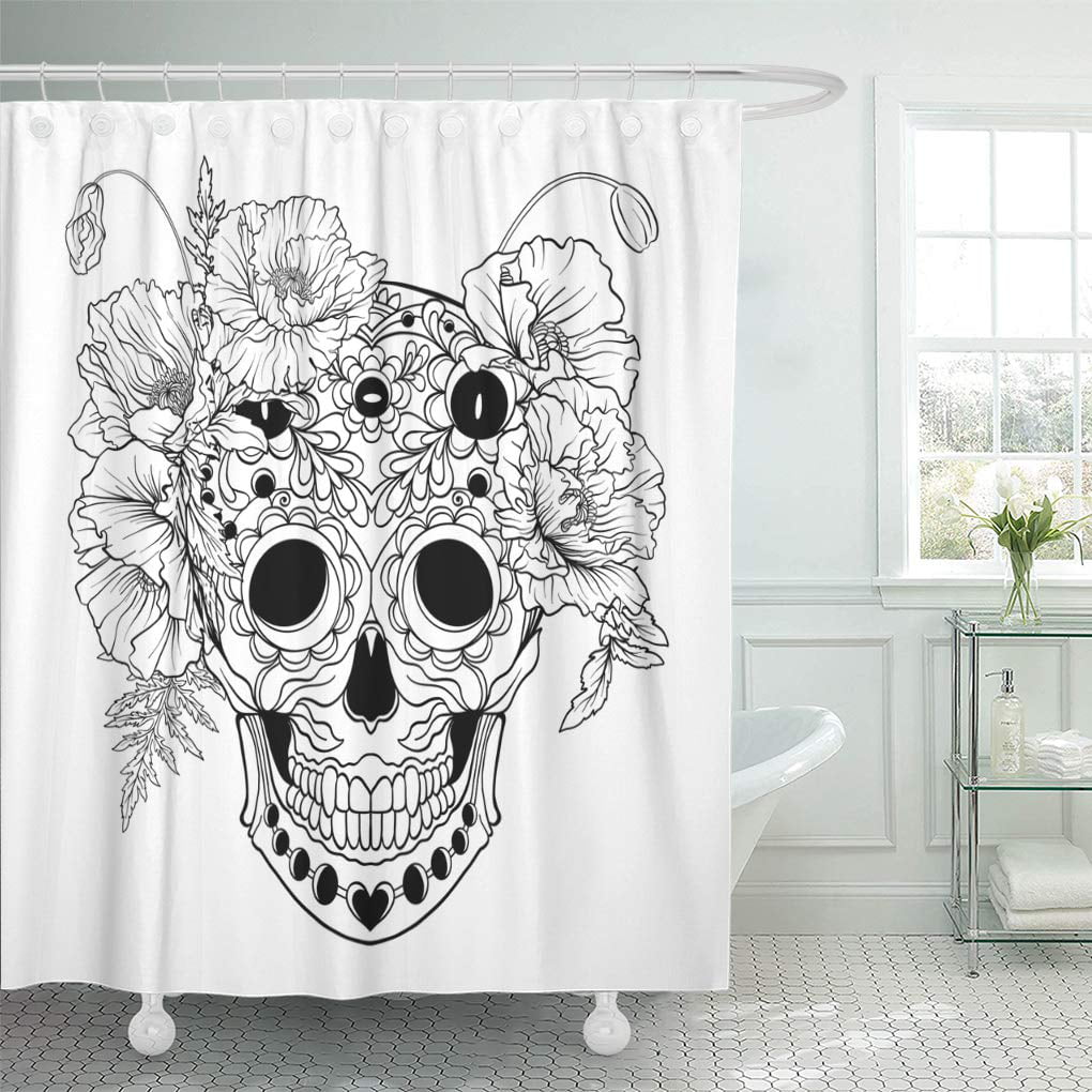 Custom Skull Pattern Polyester Fabric Waterproof Shower Curtain Liner 72*72" HOT 
