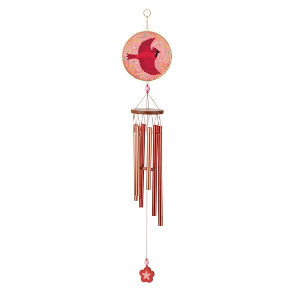 Enesco Allen Designs Cardinal's Song Wind Metal Glass Chime 28in H