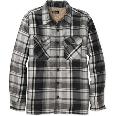 Faded Glory - Men's Sherpa-Lined Flannel Shirt Jacket - Walmart.com
