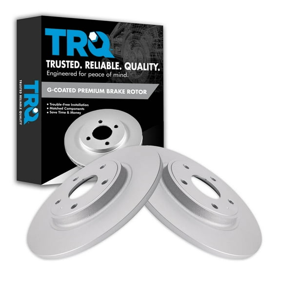 TRQ Rear Brake Rotors Set Solid Premium G-Coated Fits Select 2012-2016 Chrysler Town & Country 2011-2020 Dodge Grand Caravan 2012-2020 Journey 2012-2015 Ram C/V 2012-2014 Volkswagen Routan