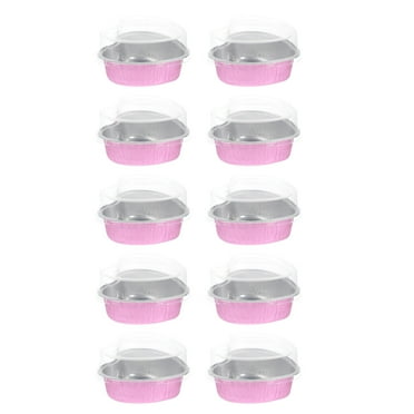 Heart-Shaped Aluminum Foil Box Mini Cake Pans Plastic Small Molds Dessert Paper Cup 10 Pcs
