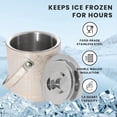 thumbnail image 3 of Sol Living Ice Bucket - Double Wall Stainless Steel - Includes Tongs and Lid - Wine & Champagne Holder - For Home, Bars, Commercial Use - Pink Leather, 1.6 Qt., 3 of 8