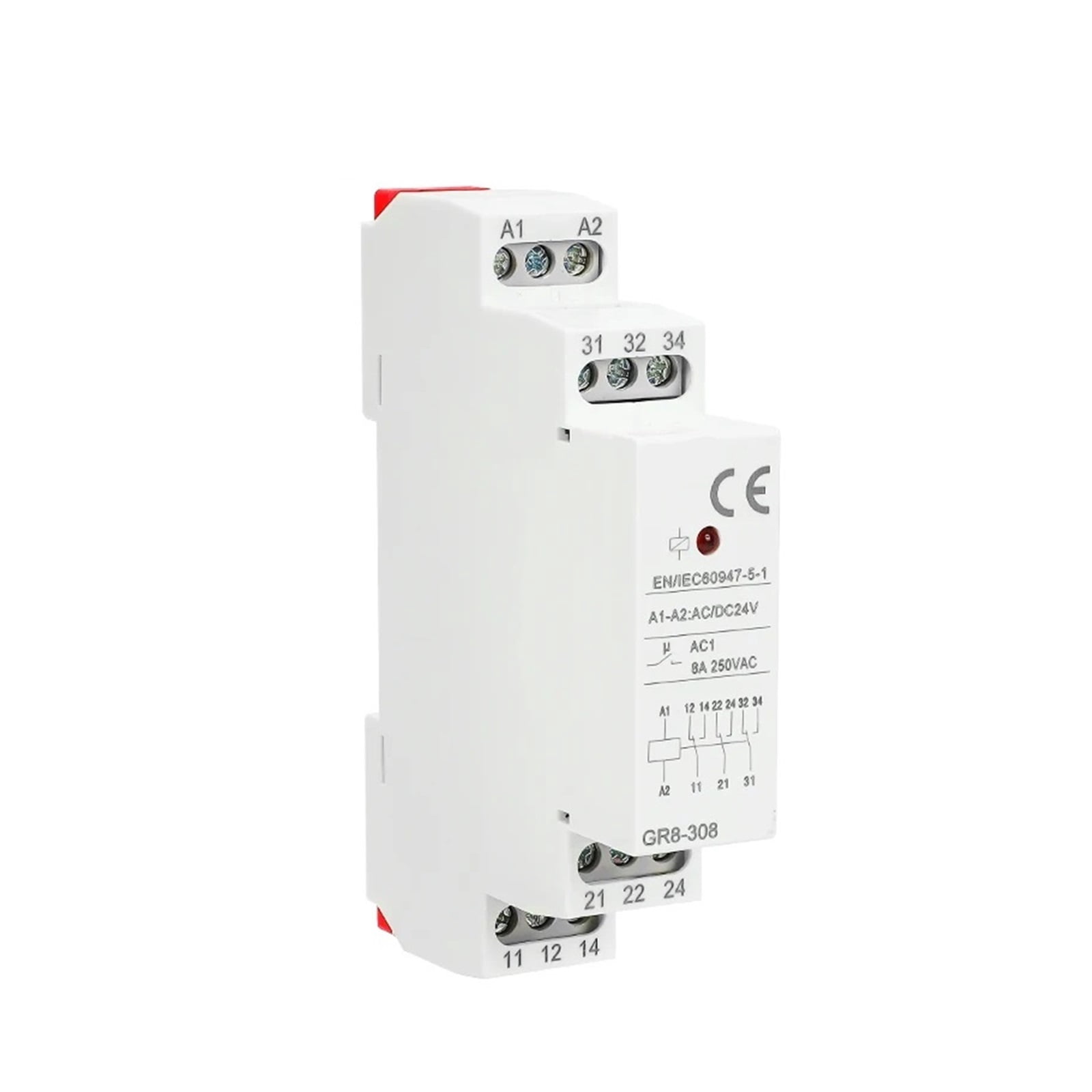 EJYWPSWD Din Rail Type GR8 AC DC 12V 24V 48V Switch Relay Intermediate Relay Auxiliary 8A 16A