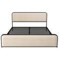 thumbnail image 6 of King Size Metal Bed with Under Bed Storage, Heavy-Duty Bed Frame with Curved Upholstered Headboard & Footboard, Modern Platform Bed for Small Space, Easy to Assemble, Beige, 6 of 8