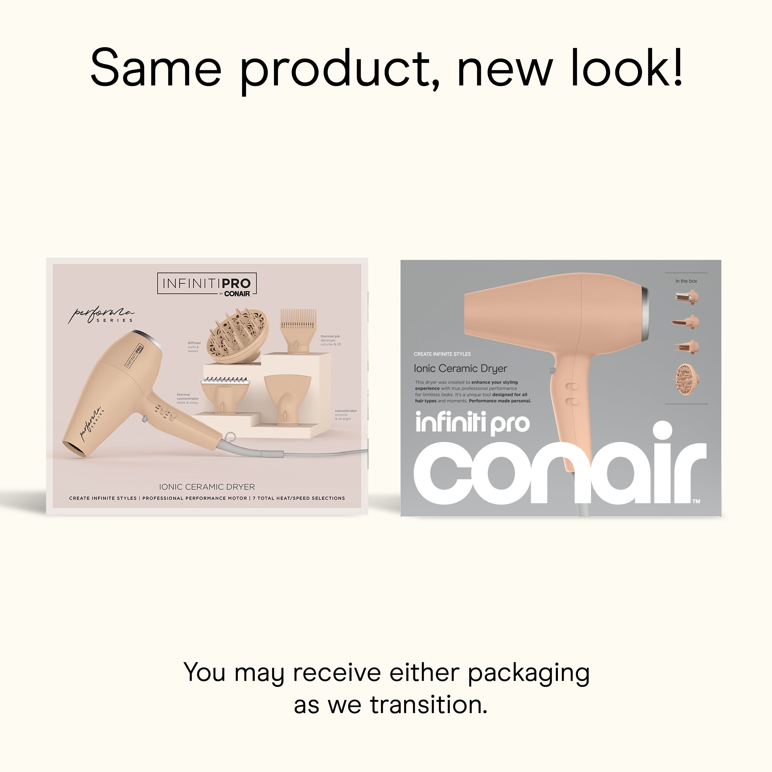 INFINITI PRO CONAIR Ionic Ceramic Hair Dryer with Professional AC Motor and 4 Attachments