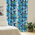thumbnail image 2 of Ambesonne Vintage Curtains, Flora Roses on Plain Back, Pair of 28"x84", Sky Blue and Yellow Green, 2 of 5