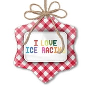Christmas Ornament I Love Ice Racing,Colorful Red plaid Neonblond
