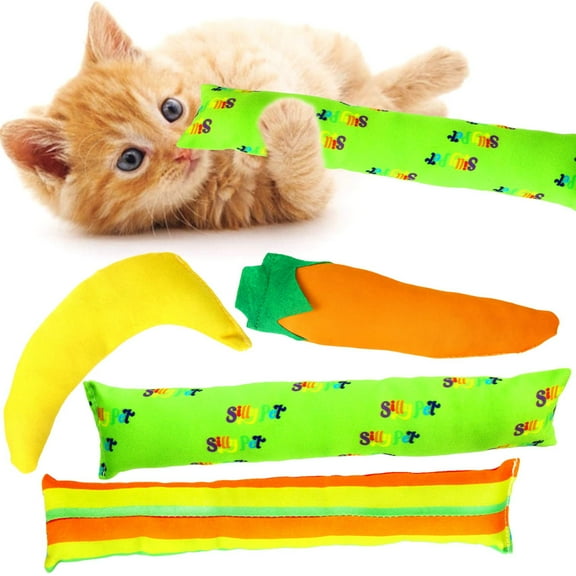 Youngever 4 Pack Cat Kicker Toys, Kitty Kick Stick, Cat Kick Toy, Interactive Cat Toys for Cat, Puppy, Kitty, Kitten (Cotton Fabric)