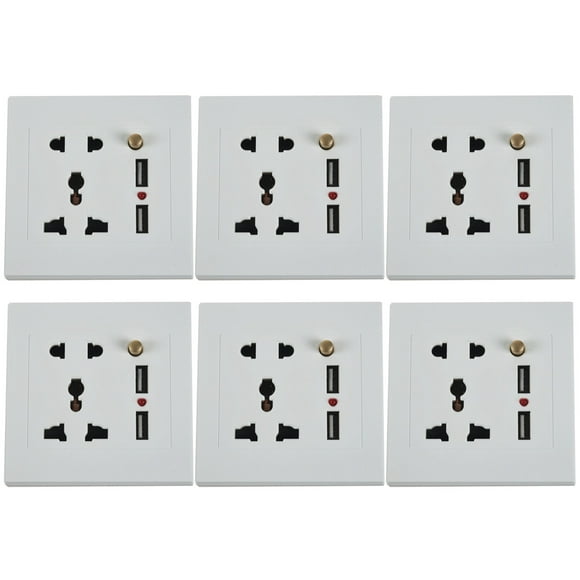 6X 2.1A Dual USB Wall Charger Socket Adapter Universial Power Outlet Panel wite Switch