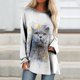 thumbnail image 2 of Blusa de manga larga con cuello redondo para mujer, camisetas informales con estampado de animales Pompotops  FGAJ793, 2 of 5