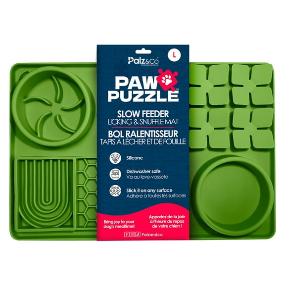 Palzandco Slow Feeding Silicone Dog Feeding Mat, Large Green