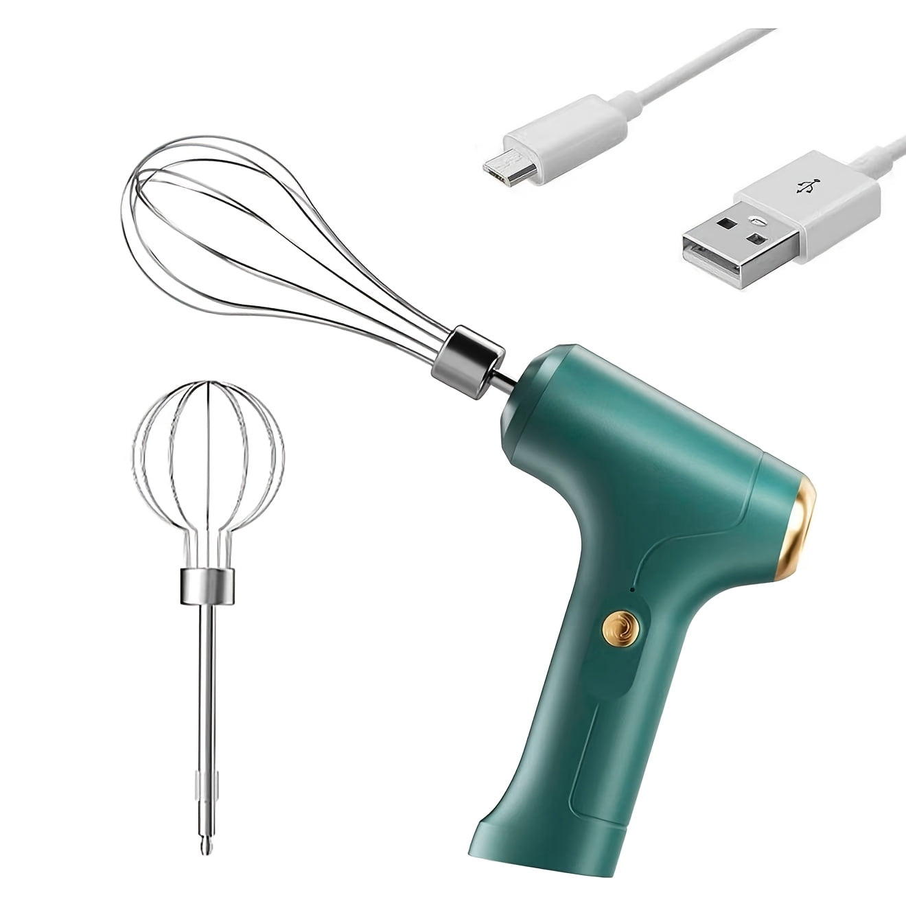 Cordless Electric Hand Mixer USB Rechargeable 304 Stainless Steel 3 Speed Modes Detachable Stir Whisks Portable Kitchen Baking Tool