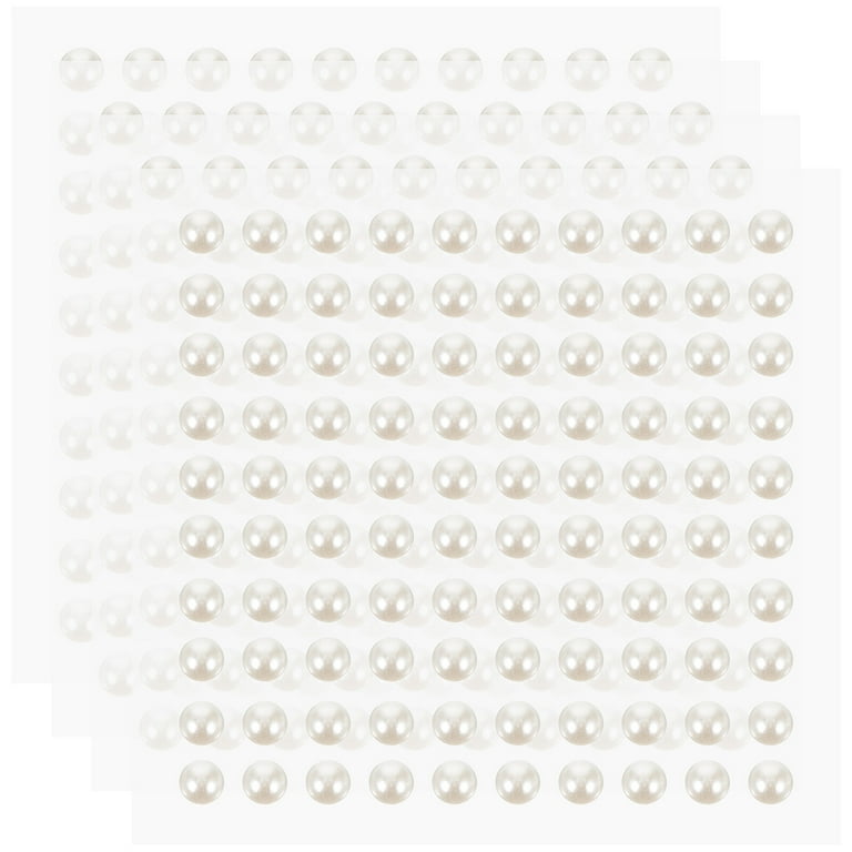 4 Sheets of Adhesive Pearl Stickers Face Pearl Diy Stickers