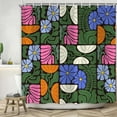thumbnail image 4 of Boho Abstract Colorful Floral Shower Curtain, Vintage Retro Patchwork Blue Green Flower Botanical Geometric Aesthetic Groovy Bathroom Decor Shower Curtain Set with 12 Hooks, 72X72IN, 4 of 6