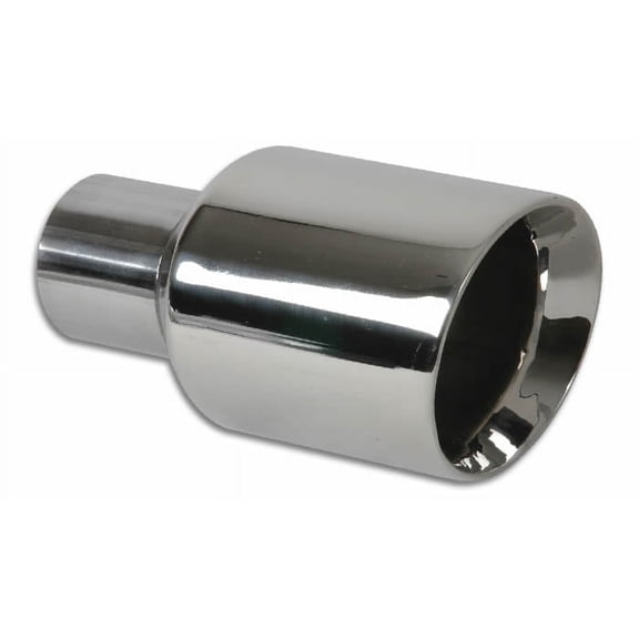 Vibrant 1342 304 SS Rolled Edge Angle Cut Weld-On Double-Wall Mirror Polished Exhaust Tip