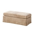 thumbnail image 6 of S-HOME 46 Inch Chenille Ottoman In Charcoal Grey Square Foot Stool With Durable Black Metal Legs For Living Space，Wheat, 6 of 6