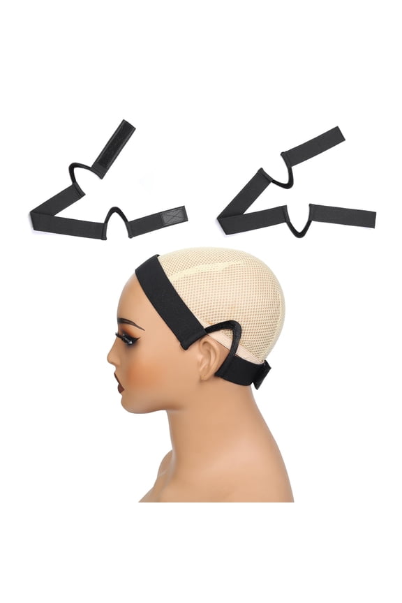 2Pcs Wig Band For Lace Front Ear Cut Free Lace Melting Elastic Band Headband For Women No Slip C Shaped Ear Curve Black Color Regualr Size