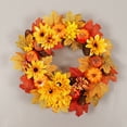 thumbnail image 4 of Corona artificial de espuma de 45/50 cm con forma de calabaza, piñas de pino falsas, hojas de arce para decoración de otoño, corona de Acción de Gracias, 4 of 5