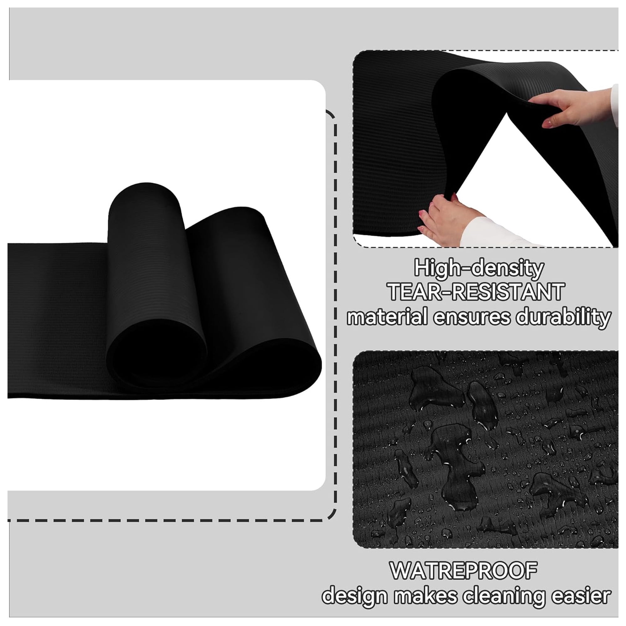 BalanceFrom 1/2 In. Yoga Mat, Black