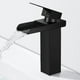 thumbnail image 1 of Grifo de baño en cascada negro moderno, mezclador de lavabo en cascada, grifo de lavabo con altura de caño 140 mm, mezclador de baño de latón, agua fría y caliente disponible brillar  Electrónica, 1 of 5