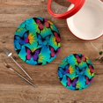 thumbnail image 2 of 2Pcs Rainbow Butterflies Pot Holders, Round Cotton Thread Weave Trivets Pot Holders Set for Pot, Bowl, Hot Dishes, Plates, Coasters Home Decor Gifts, 2 of 7