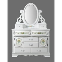 ACME Flora Wood Dresser with 6 Drawers and 2 Side Compartments in White